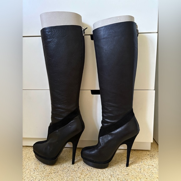 Vintage YSL Knee Length Leather Boots - Picture 1 of 4